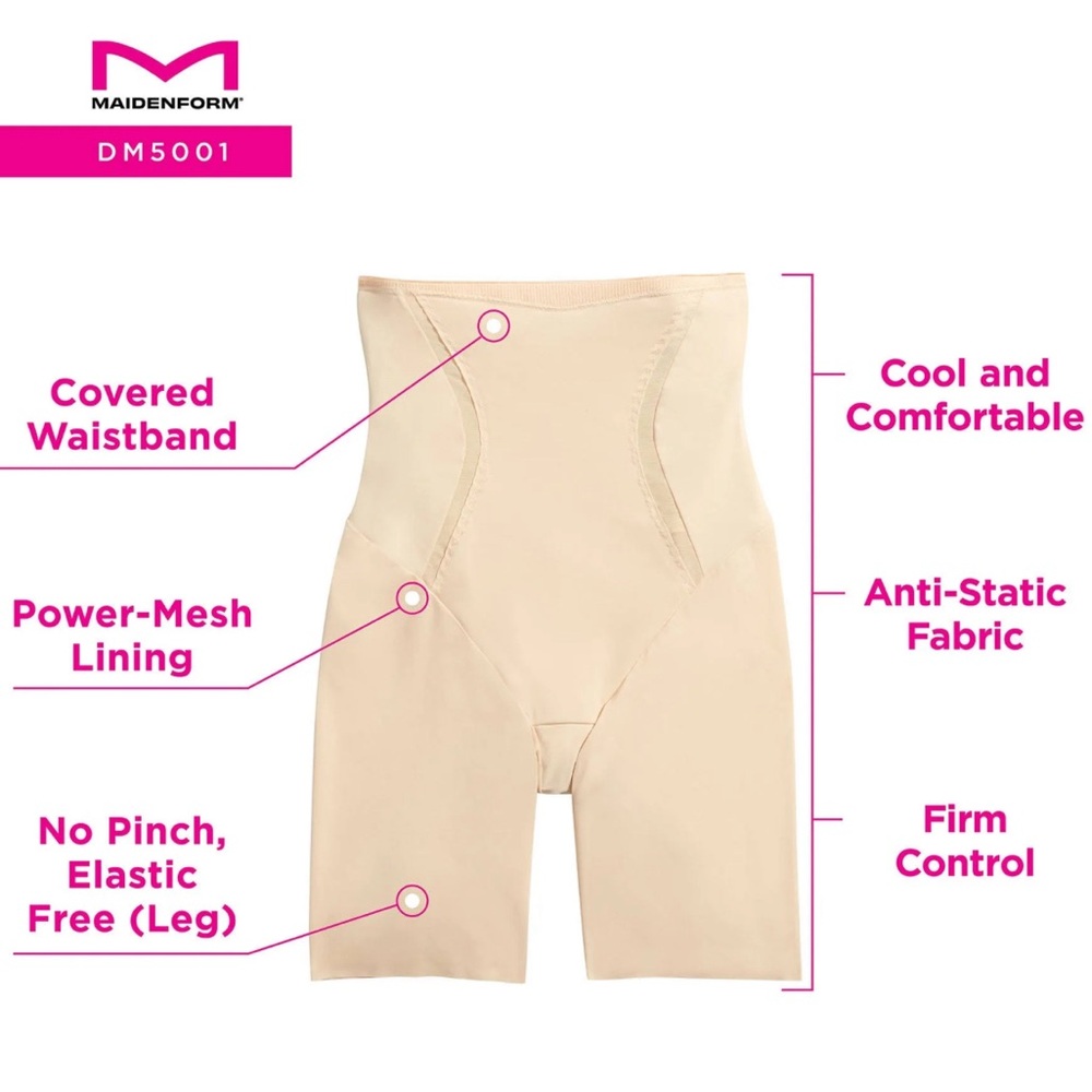 Maidenform High Waist Thigh Slimmer Med Shapewear Color-Latte- Lift Womens NWT - Picture 4 of 10